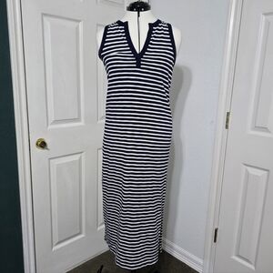 Gap Navy Nautical Striped Maxi Dress Size XS Sleeveless Coastal Beach Summer